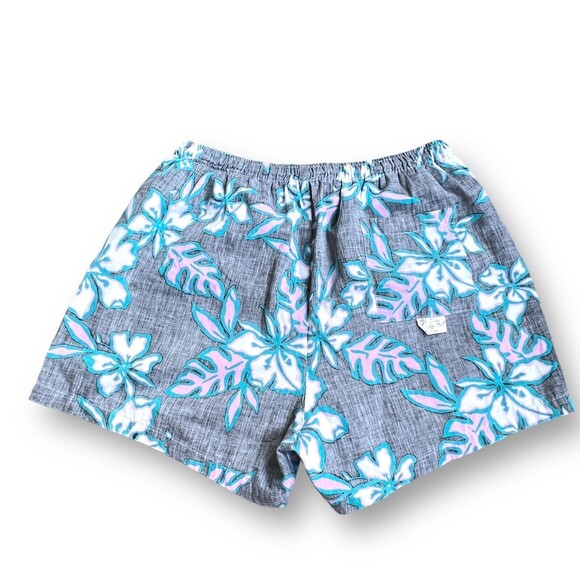 Vintage New Horizon Mens Gray Hawaiian Print Lined Swim Trunks XL - Picture 1 of 6